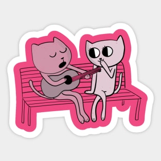 Serenading Cat Love Sticker